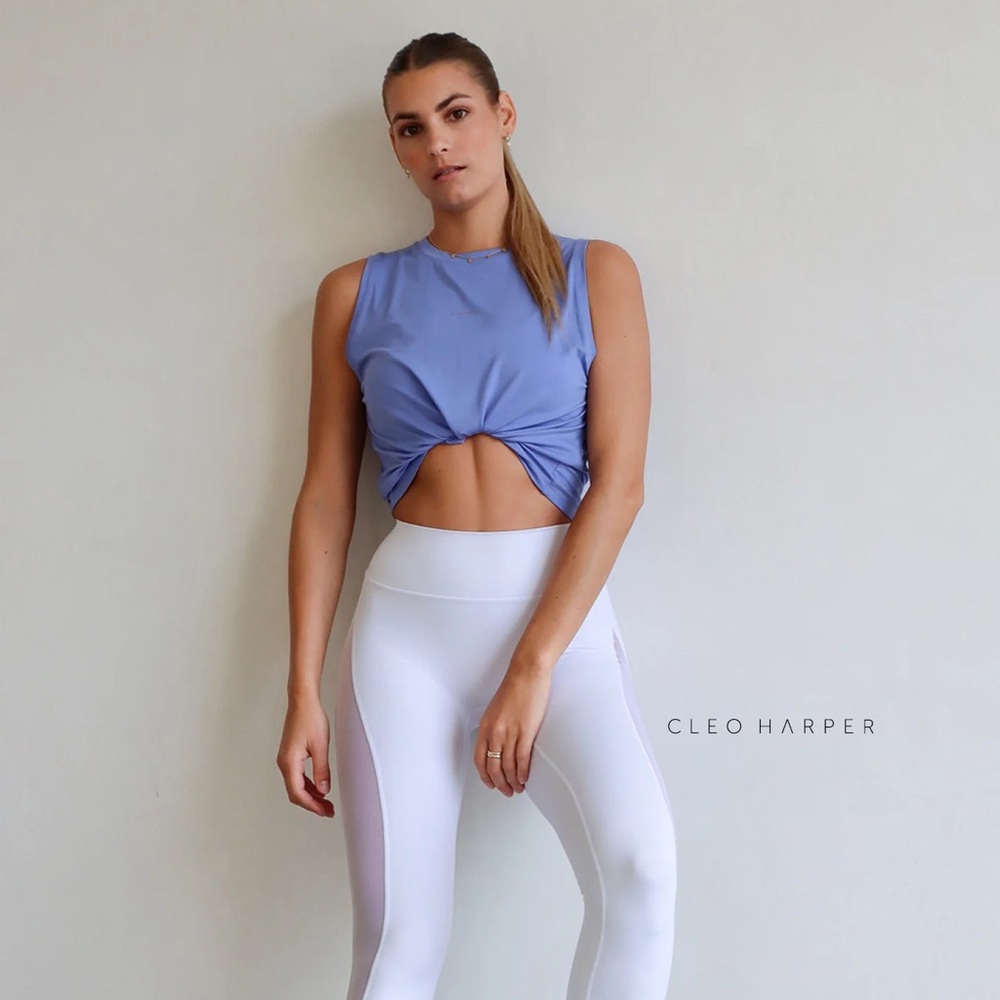 Cleo Harper Blue Twist Front Top